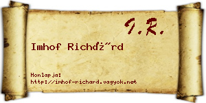 Imhof Richárd névjegykártya